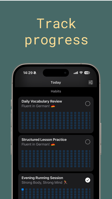 Giorni screenshot showing progress and tracking