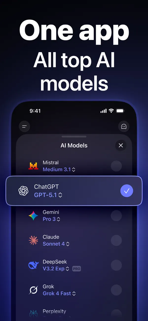 Hustlrr screenshot showing different AI models